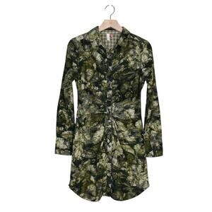 Pilcro Womens 4 Long Sleeve Green Corduroy Shirt Dress